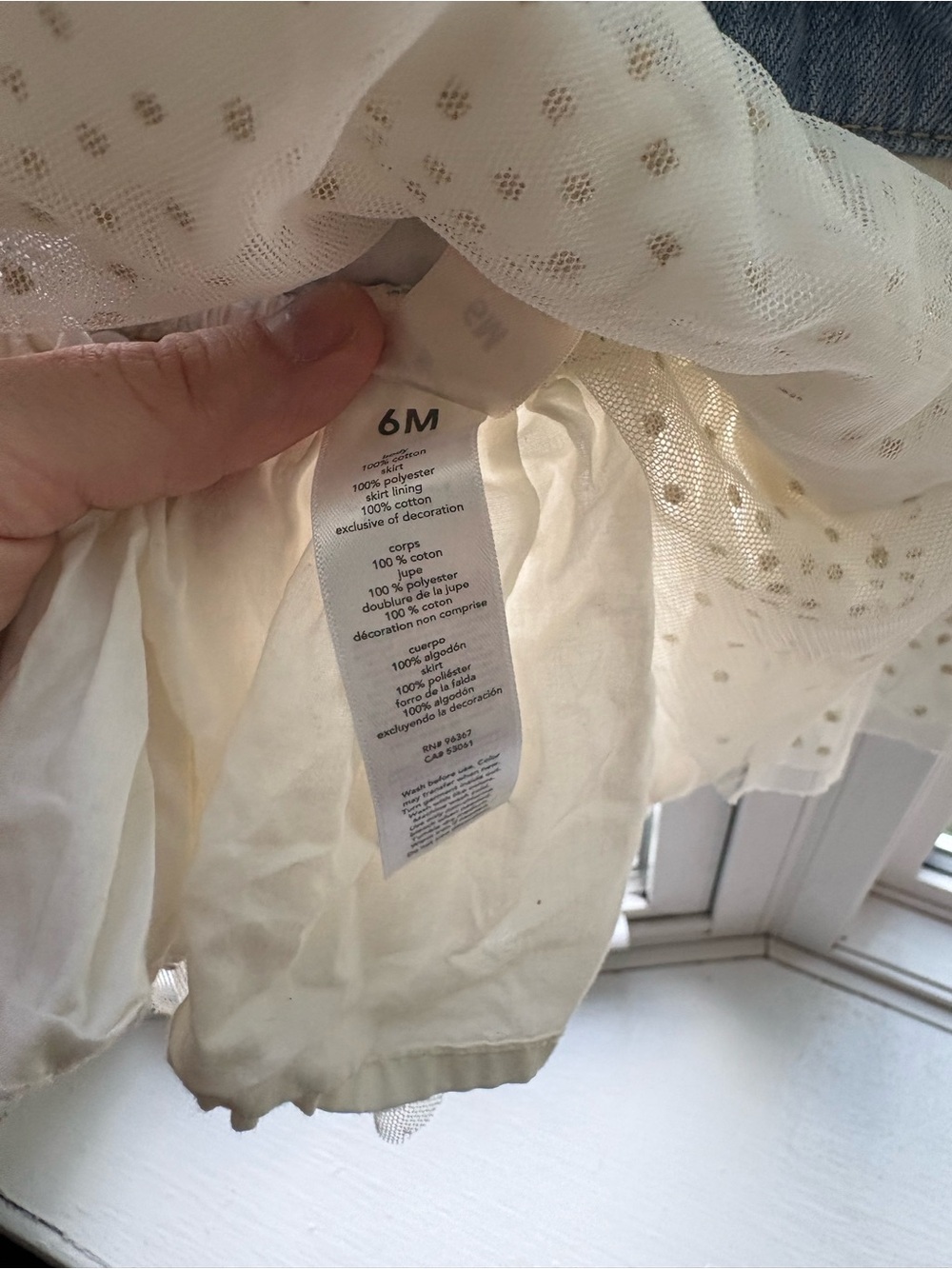 OshKosh B’gosh Baby Girl Denim Overall Tutu Dress Gold Tulle 6M - Picture 4 of 4